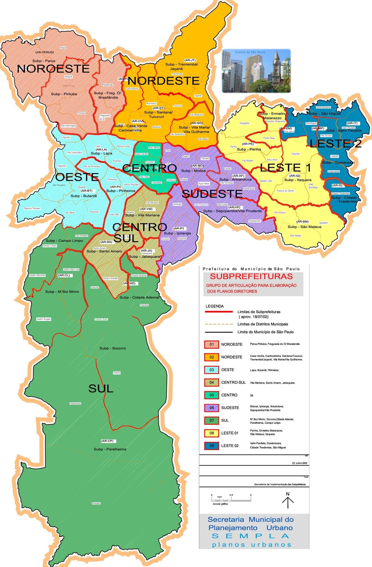 Məhəllələri, San-Paulo, Braziliya xəritəsi