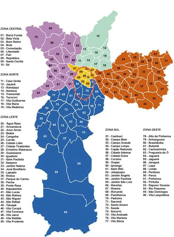 Məhəllələri San-Paulo xəritə